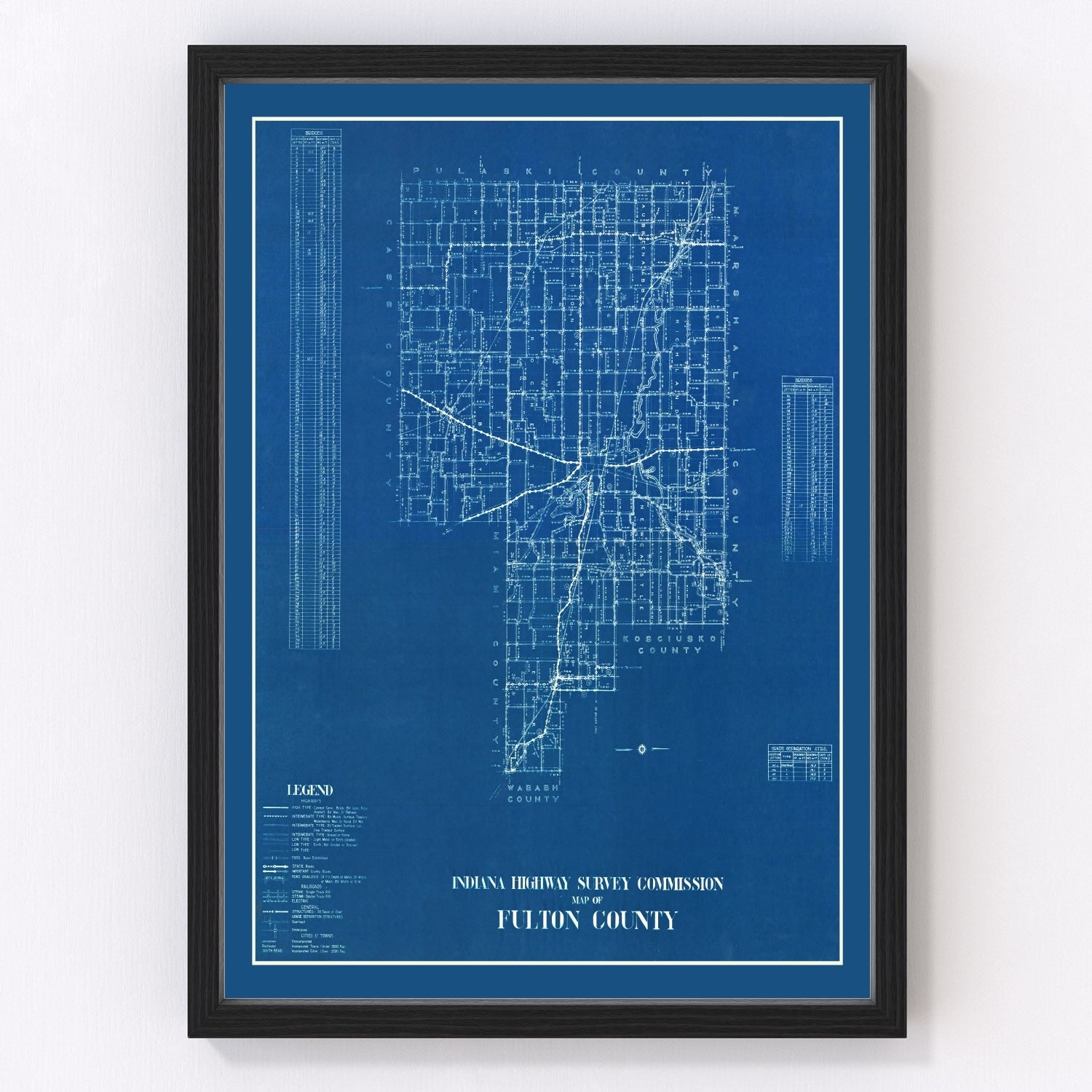 vintage map of Fulton County, Indiana, 1936