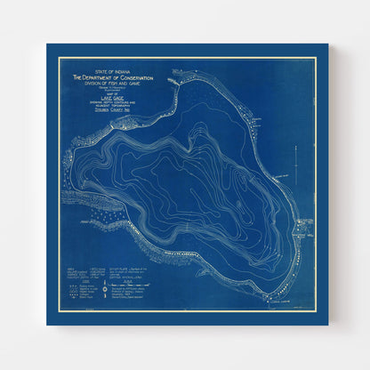Vintage Gage Lake, Indiana Map, 1923