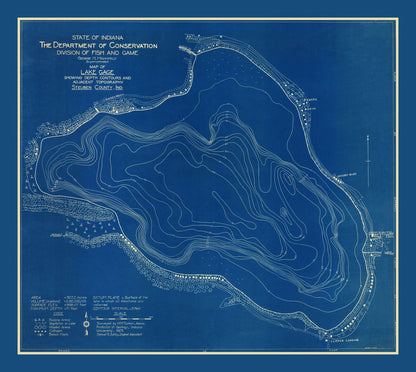 Vintage Gage Lake, Indiana Map, 1923