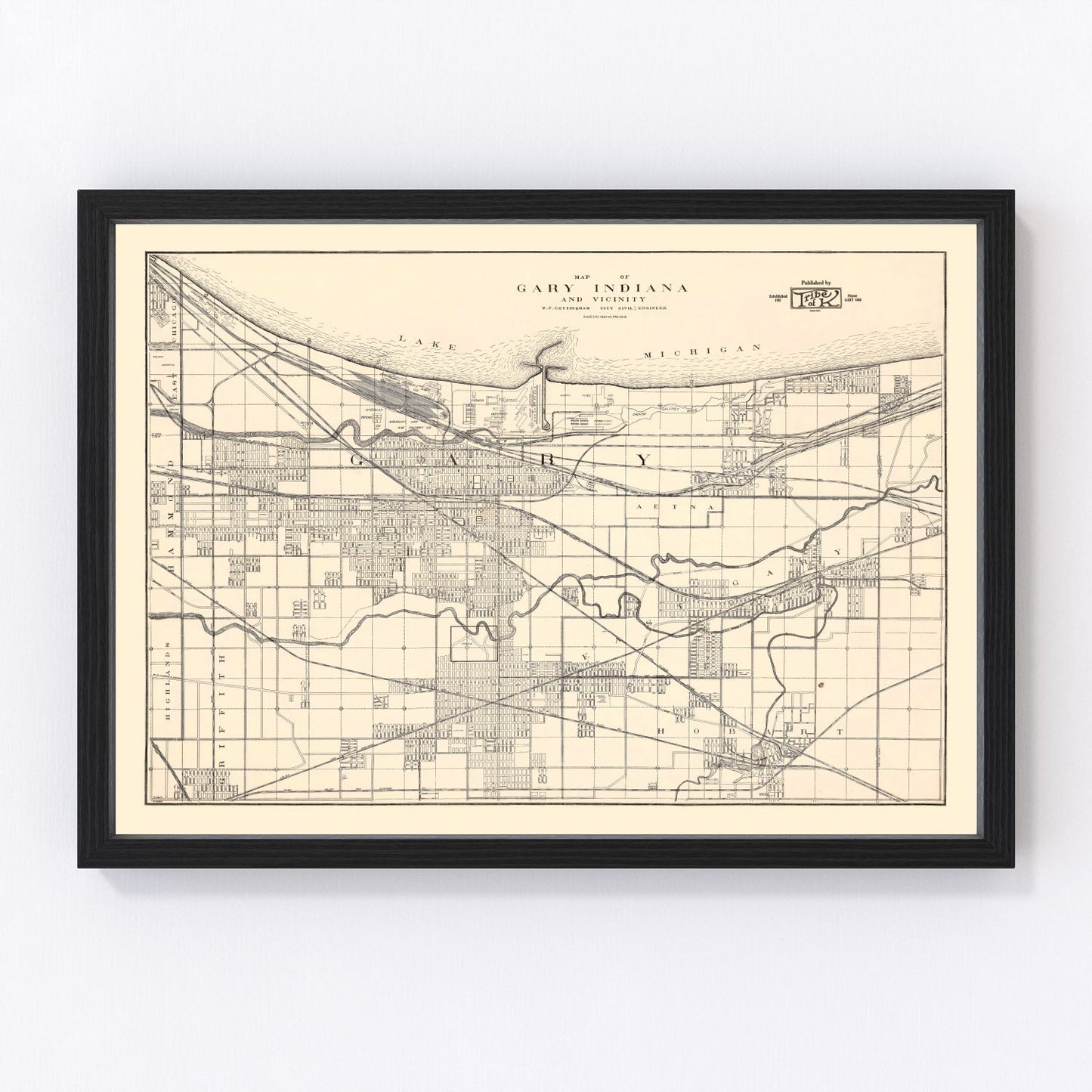 Vintage map of Gary, Indiana, 1928