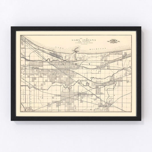 Vintage map of Gary, Indiana, 1928