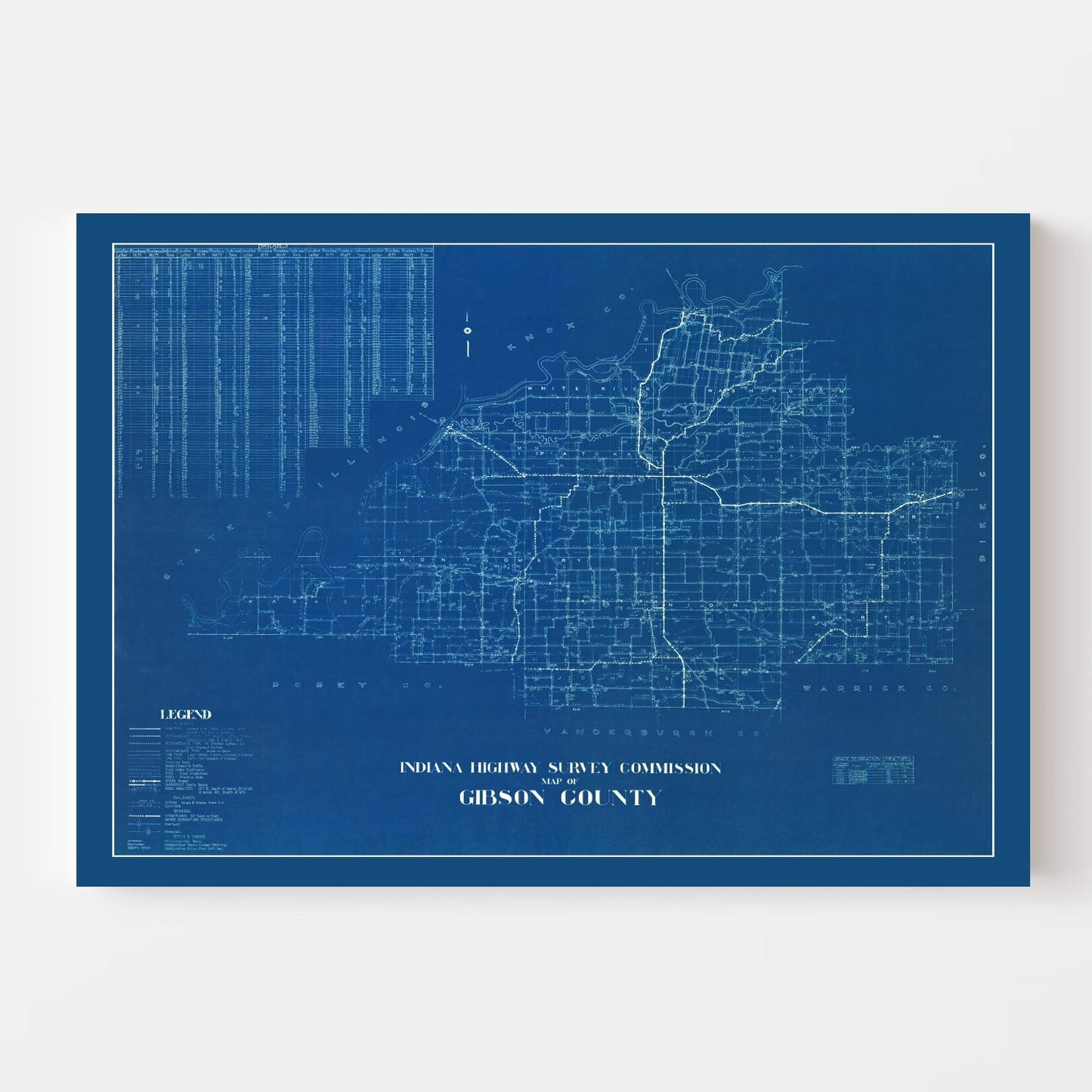 Vintage Map of Gibson County, Indiana, 1936