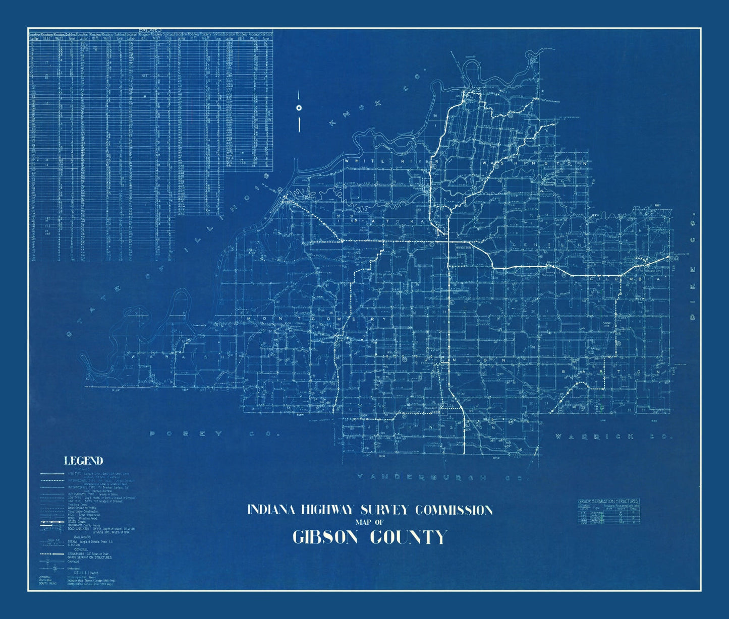 Vintage Map of Gibson County, Indiana, 1936