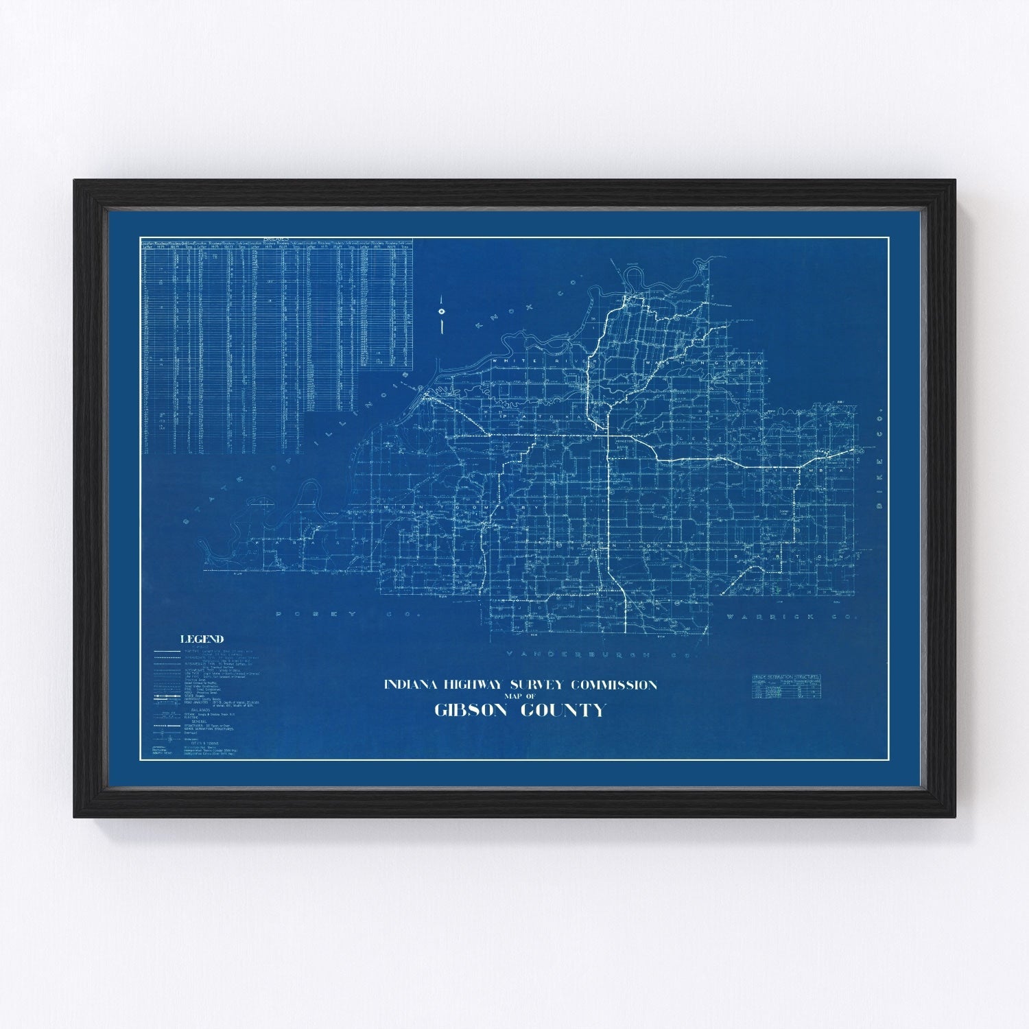 Vintage map of Gibson County, Indiana, 1936