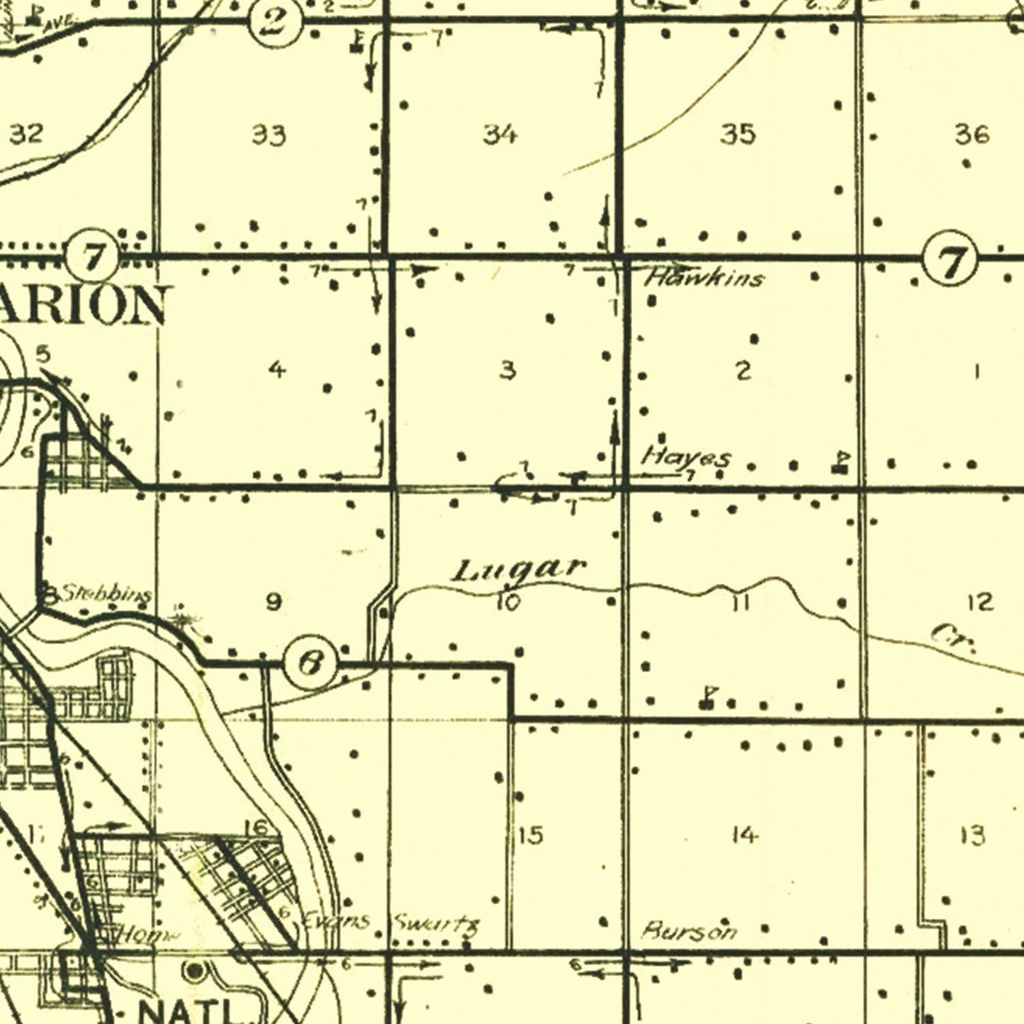 Vintage Map of Grant County, Indiana, 1911