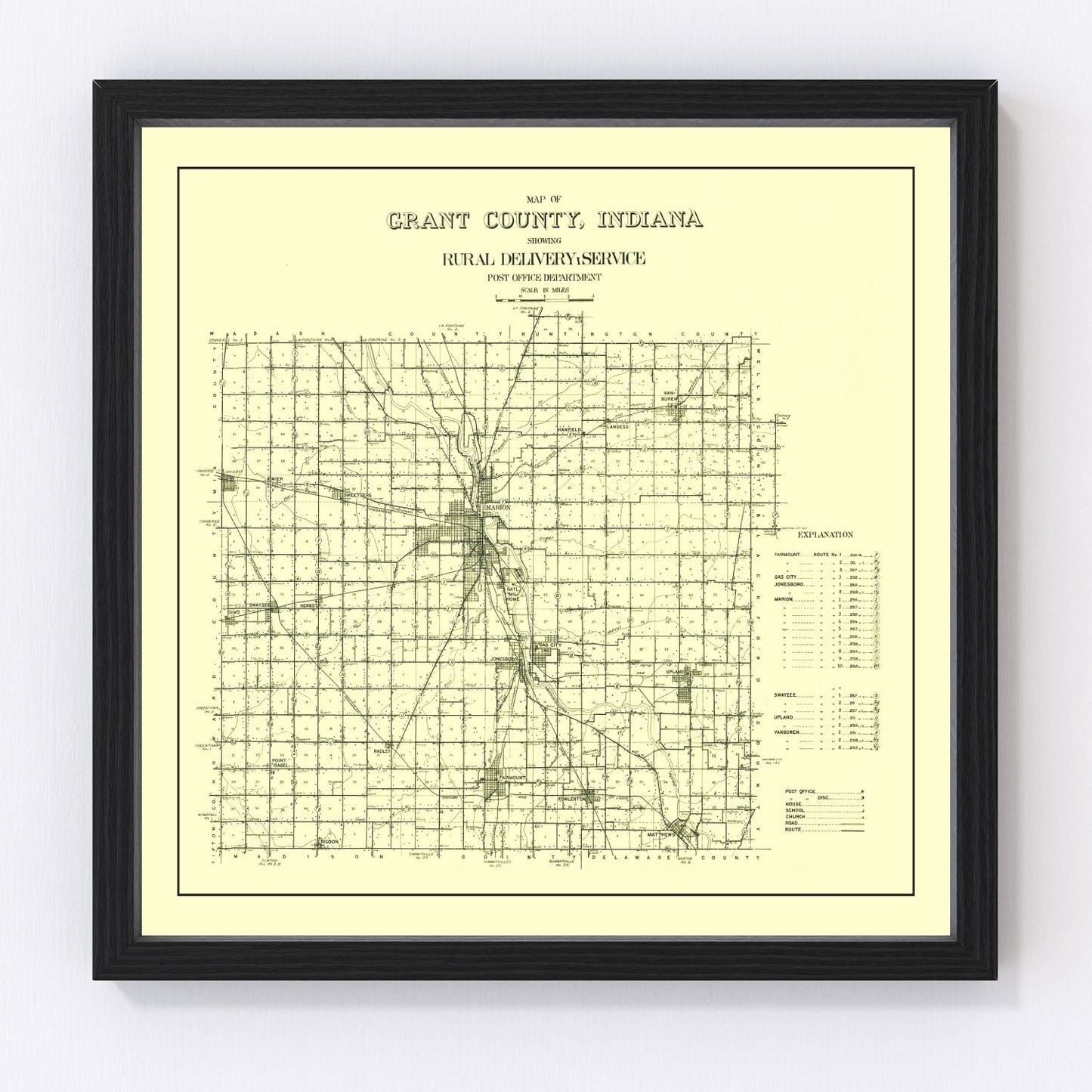 Vintage map of Grant County, Indiana, 1911