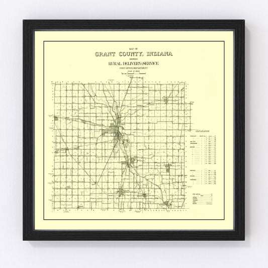 Vintage map of Grant County, Indiana, 1911