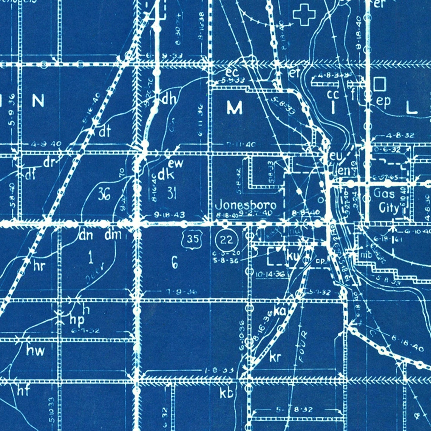 Vintage Map of Grant County, Indiana, 1936