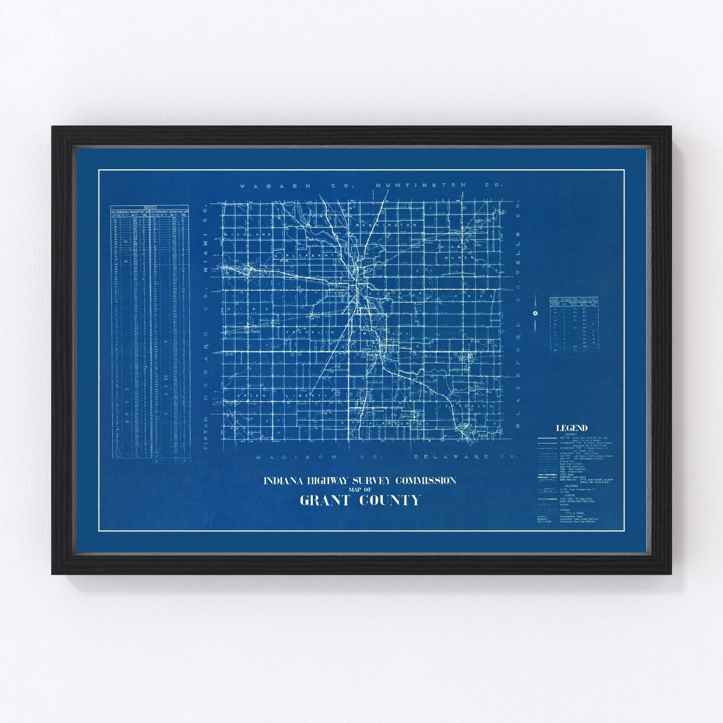 Vintage map of Grant County, Indiana, 1936