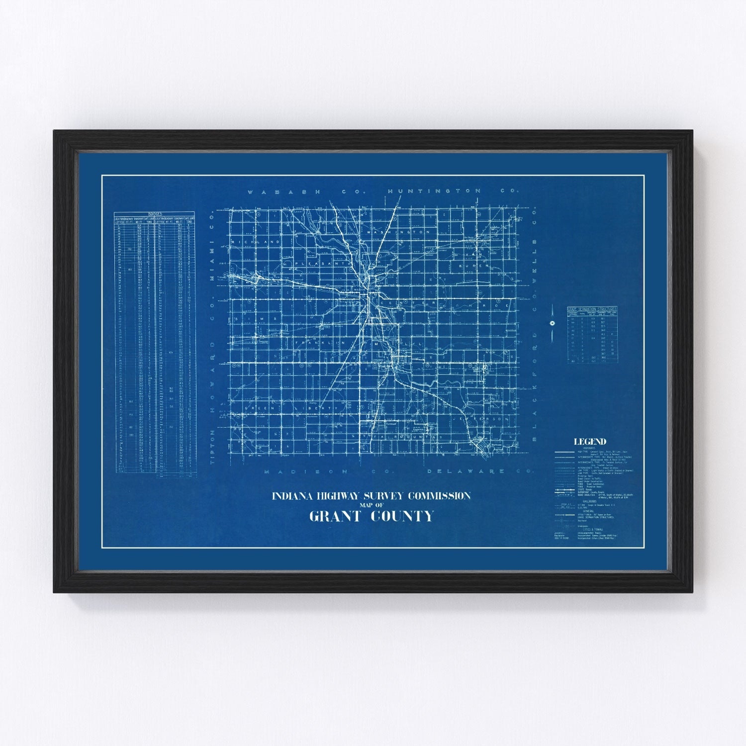 Vintage map of Grant County, Indiana, 1936
