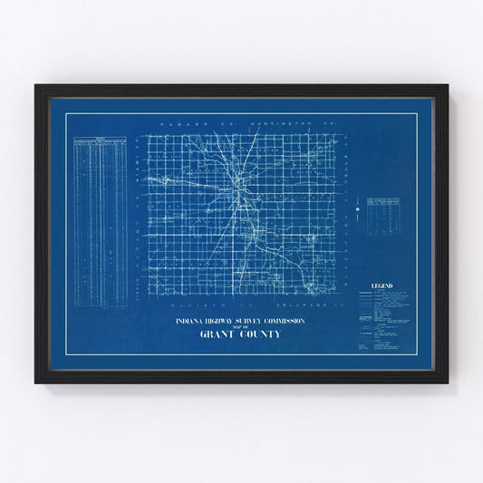Vintage map of Grant County, Indiana, 1936