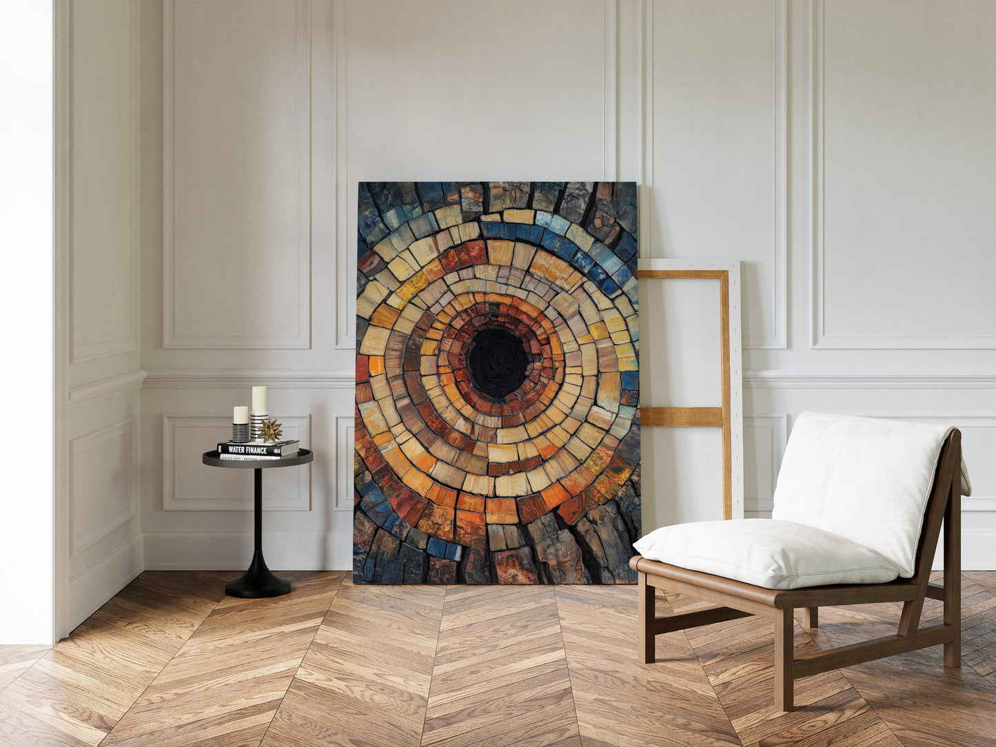 Petrified Wood Spiral Earth Tone Abstract Wall Art