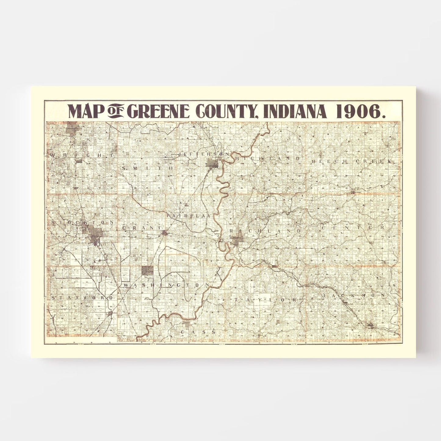 Vintage Map of Greene County, Indiana, 1906