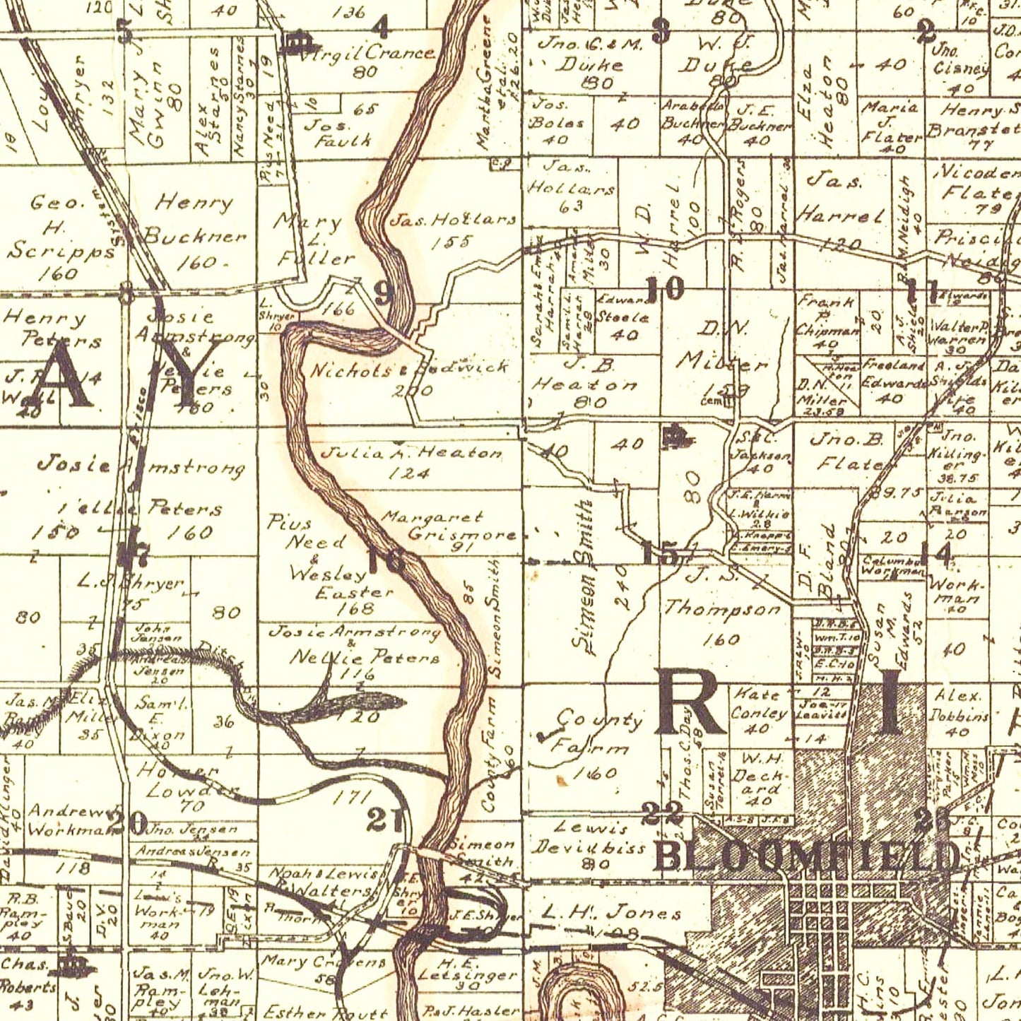 Vintage Map of Greene County, Indiana, 1906