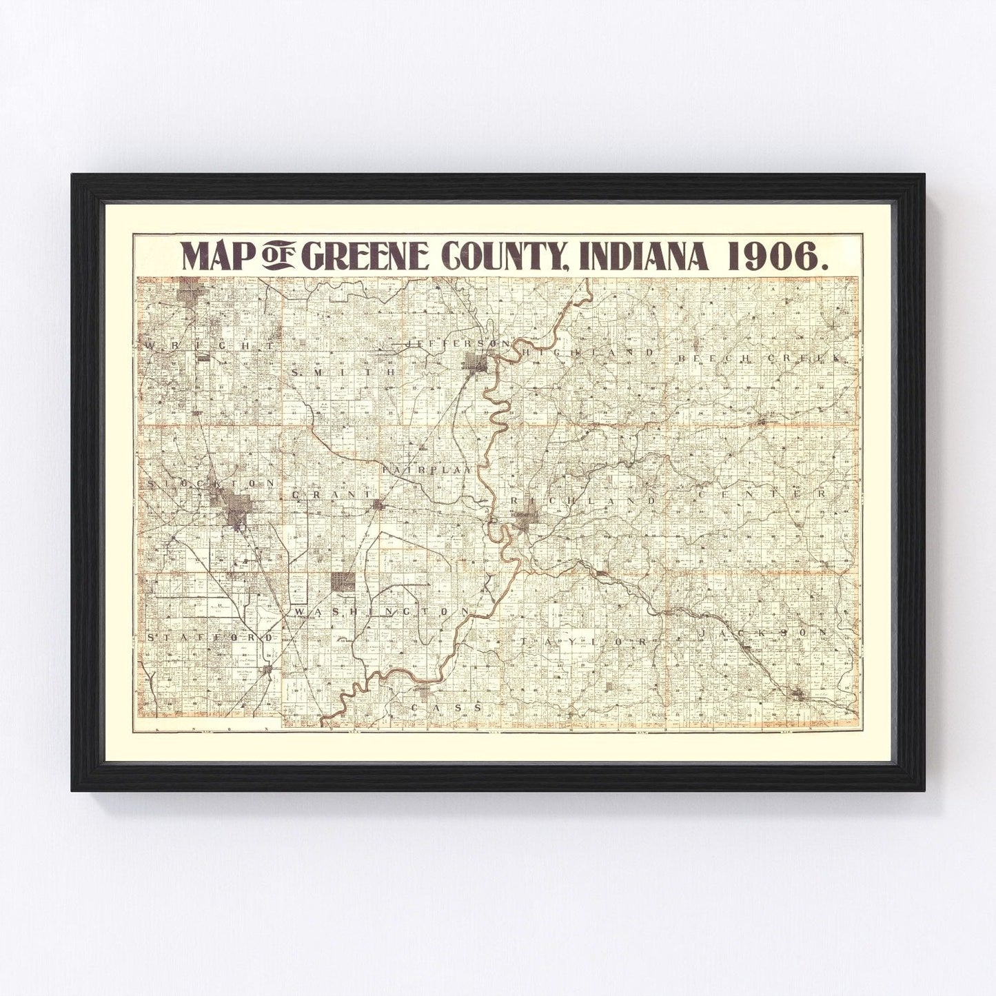 vintage map of Greene County, Indiana, 1906