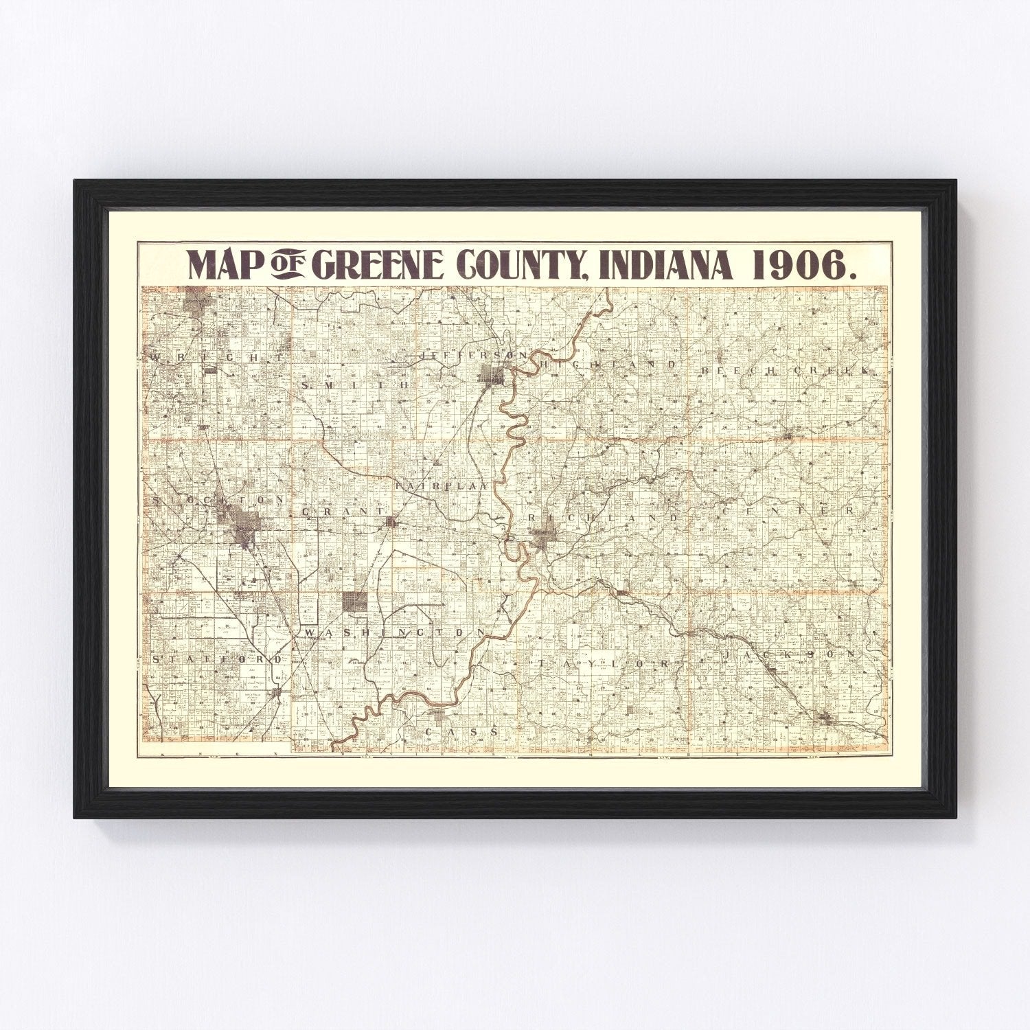 vintage map of Greene County, Indiana, 1906