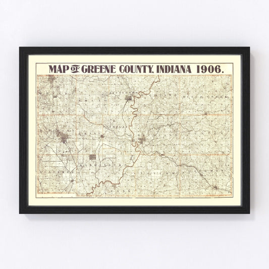 vintage map of Greene County, Indiana, 1906