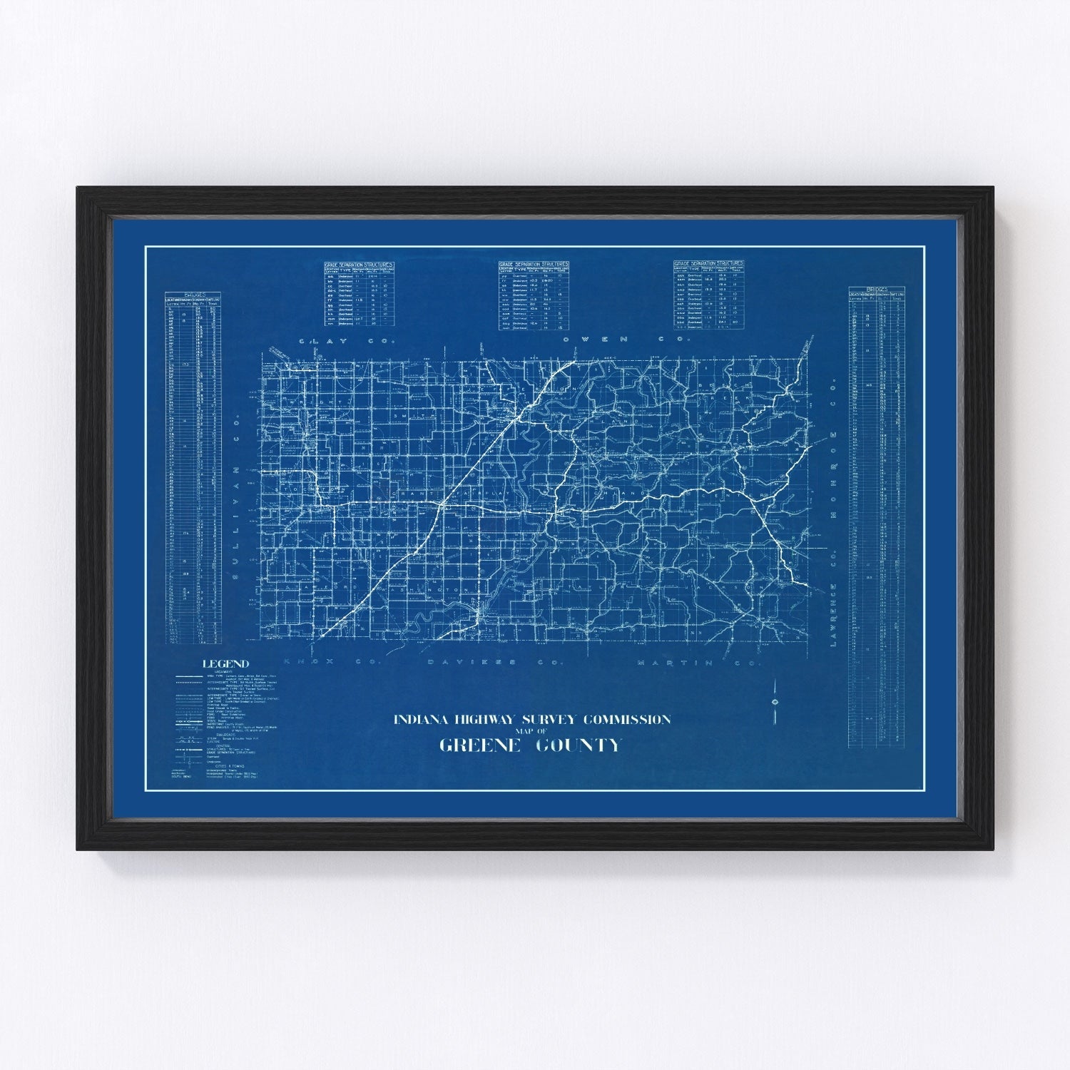 vintage map of Greene County, Indiana, 1936