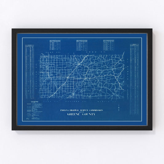 vintage map of Greene County, Indiana, 1936