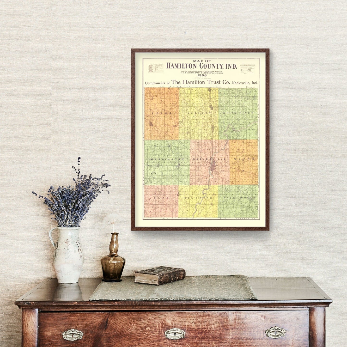 Vintage Map of Hamilton County, Indiana, 1906