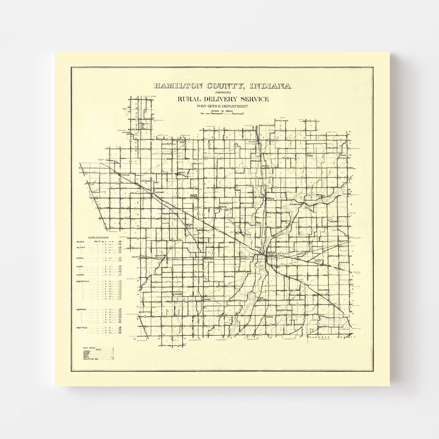 Vintage Map of Hamilton County, Indiana, 1909