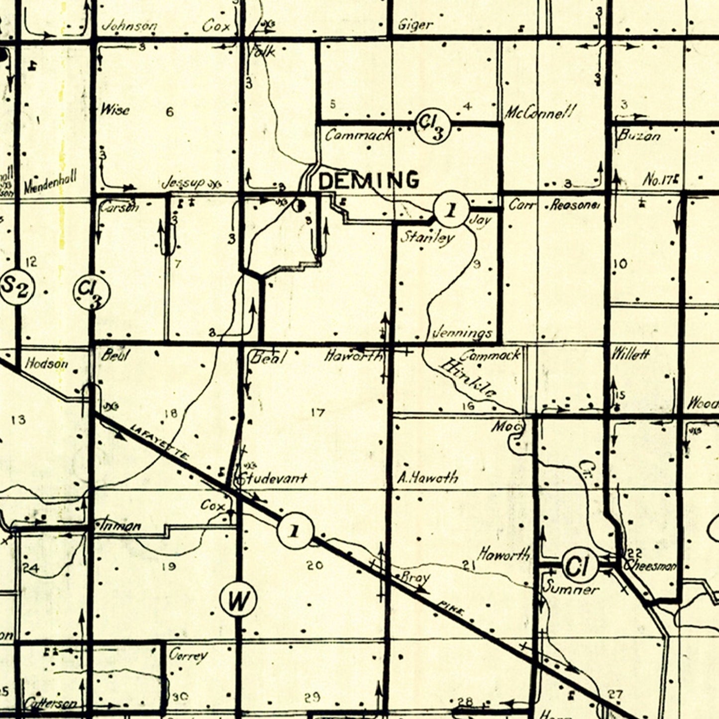 Vintage Map of Hamilton County, Indiana, 1909