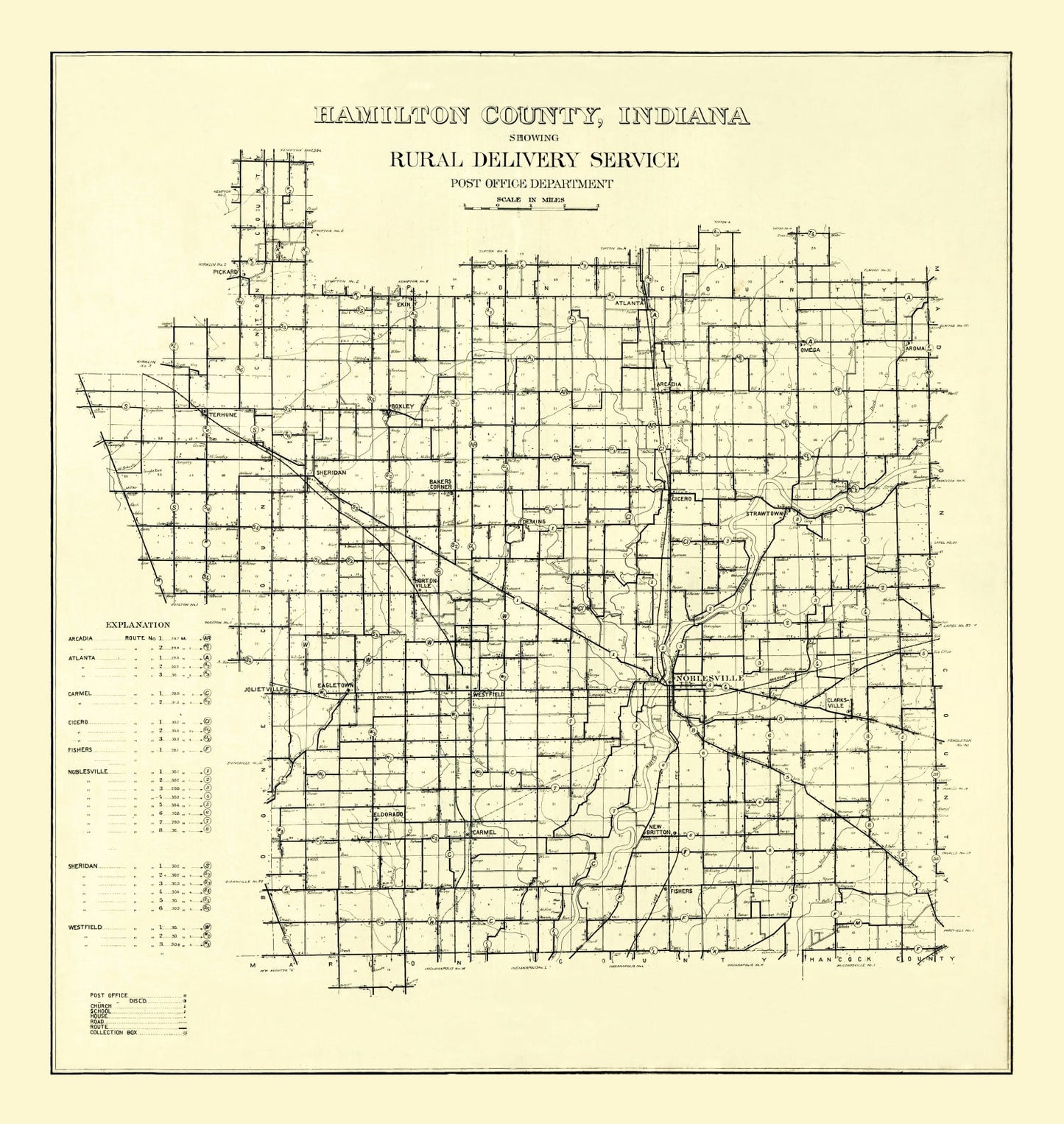Vintage Map of Hamilton County, Indiana, 1909