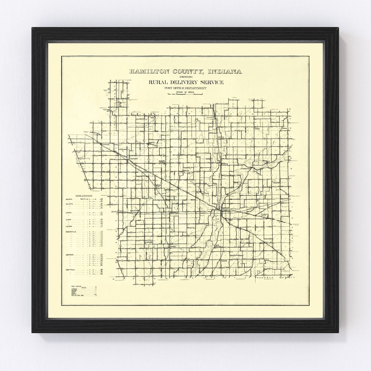 Vintage map of Hamilton County, Indiana, 1909