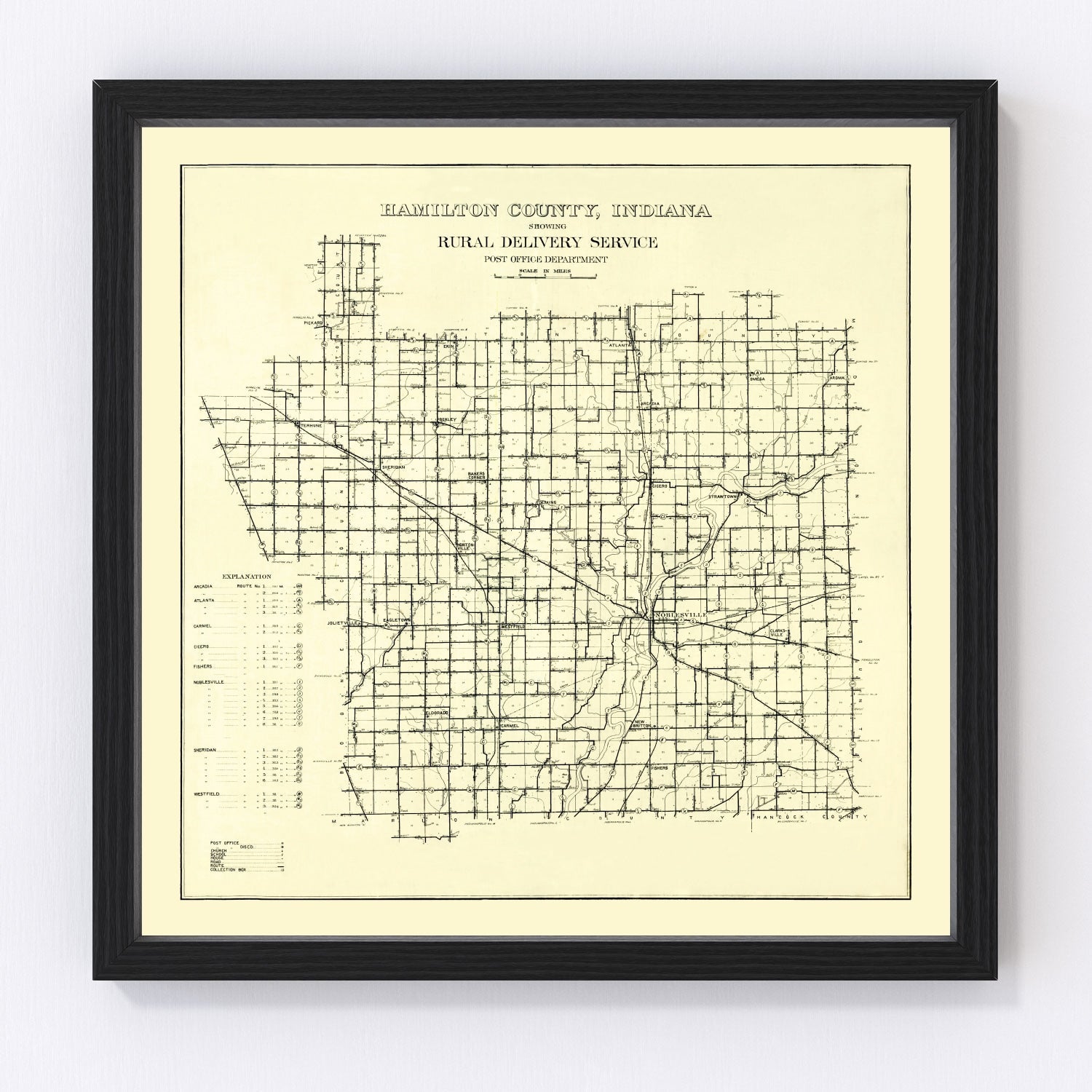 Vintage map of Hamilton County, Indiana, 1909