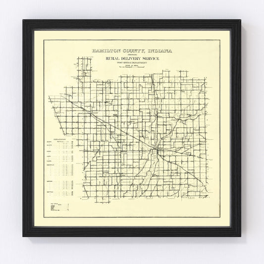 Vintage map of Hamilton County, Indiana, 1909