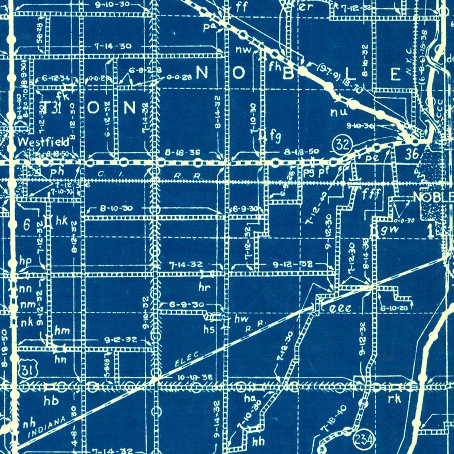 Vintage Map of Hamilton County, Indiana, 1936