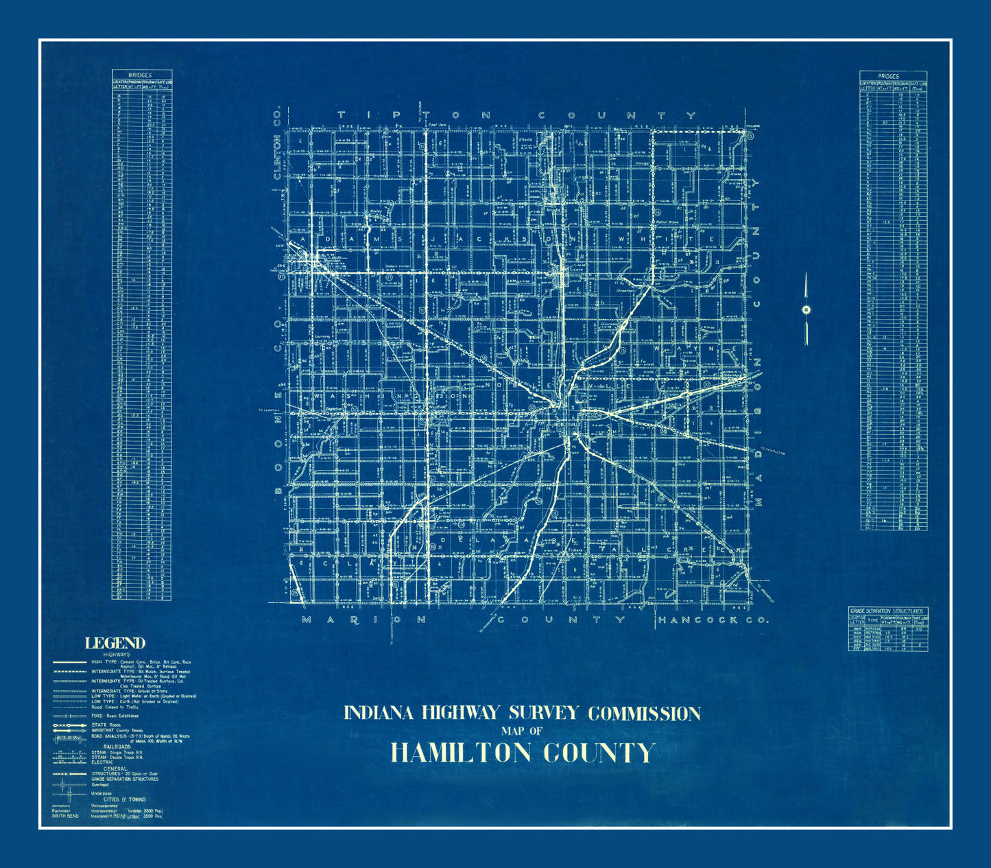 Vintage Map of Hamilton County, Indiana, 1936