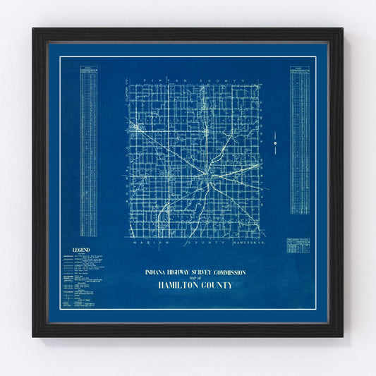 Vintage map of Hamilton County, Indiana, 1936