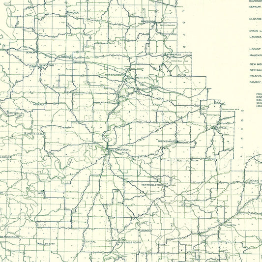 Vintage Map of Harrison County, Indiana, 1909