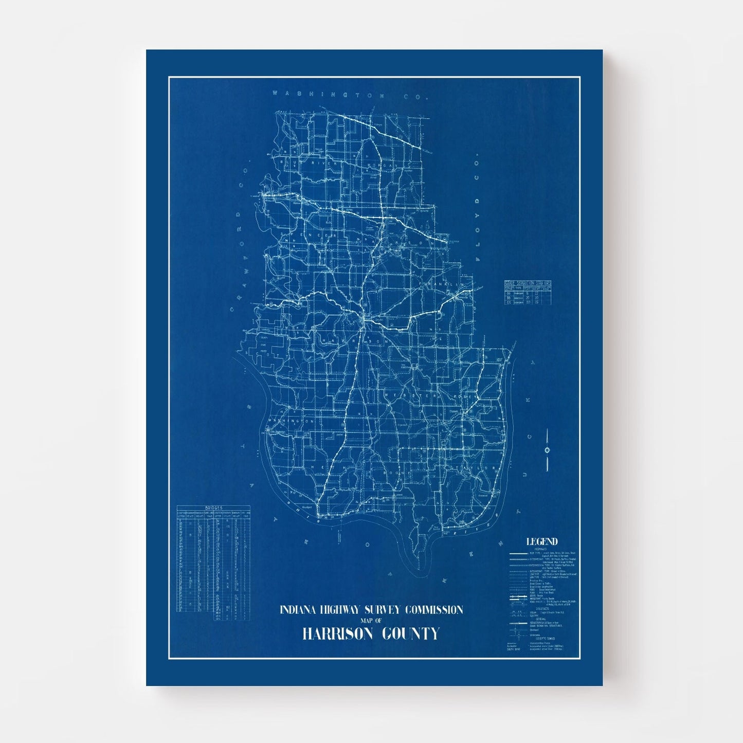 Vintage Map of Harrison County, Indiana, 1936