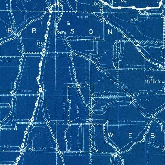 Vintage Map of Harrison County, Indiana, 1936