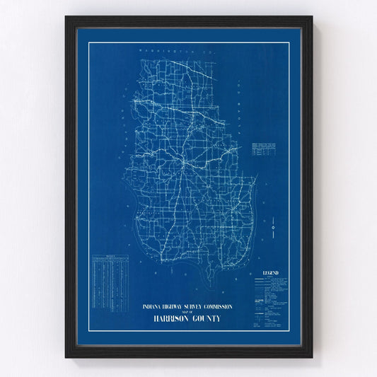 Vintage map of Harrison County, Indiana, 1936