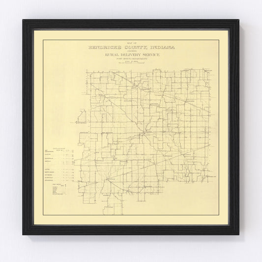 Vintage map of Hendricks County, Indiana, 1911