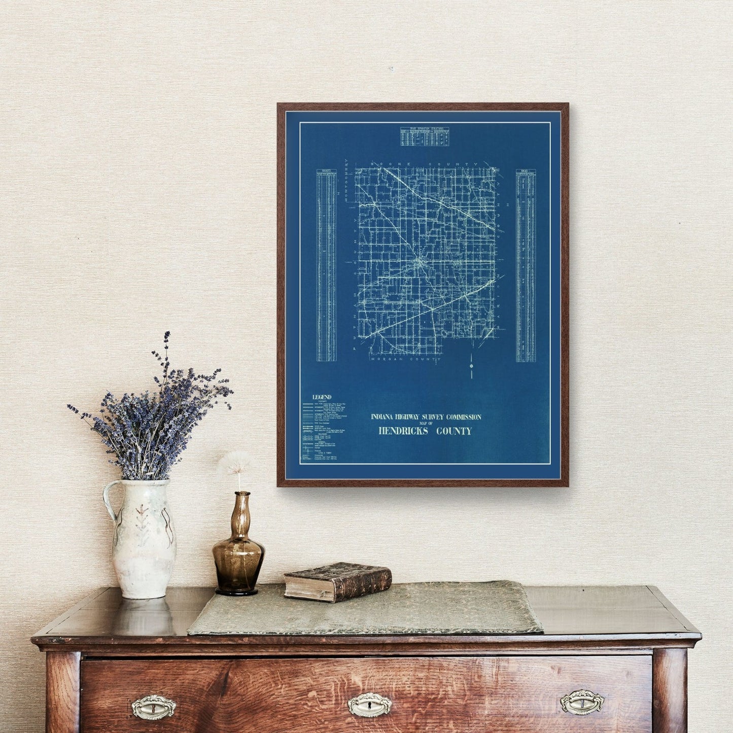 Vintage Map of Hendricks County, Indiana, 1936