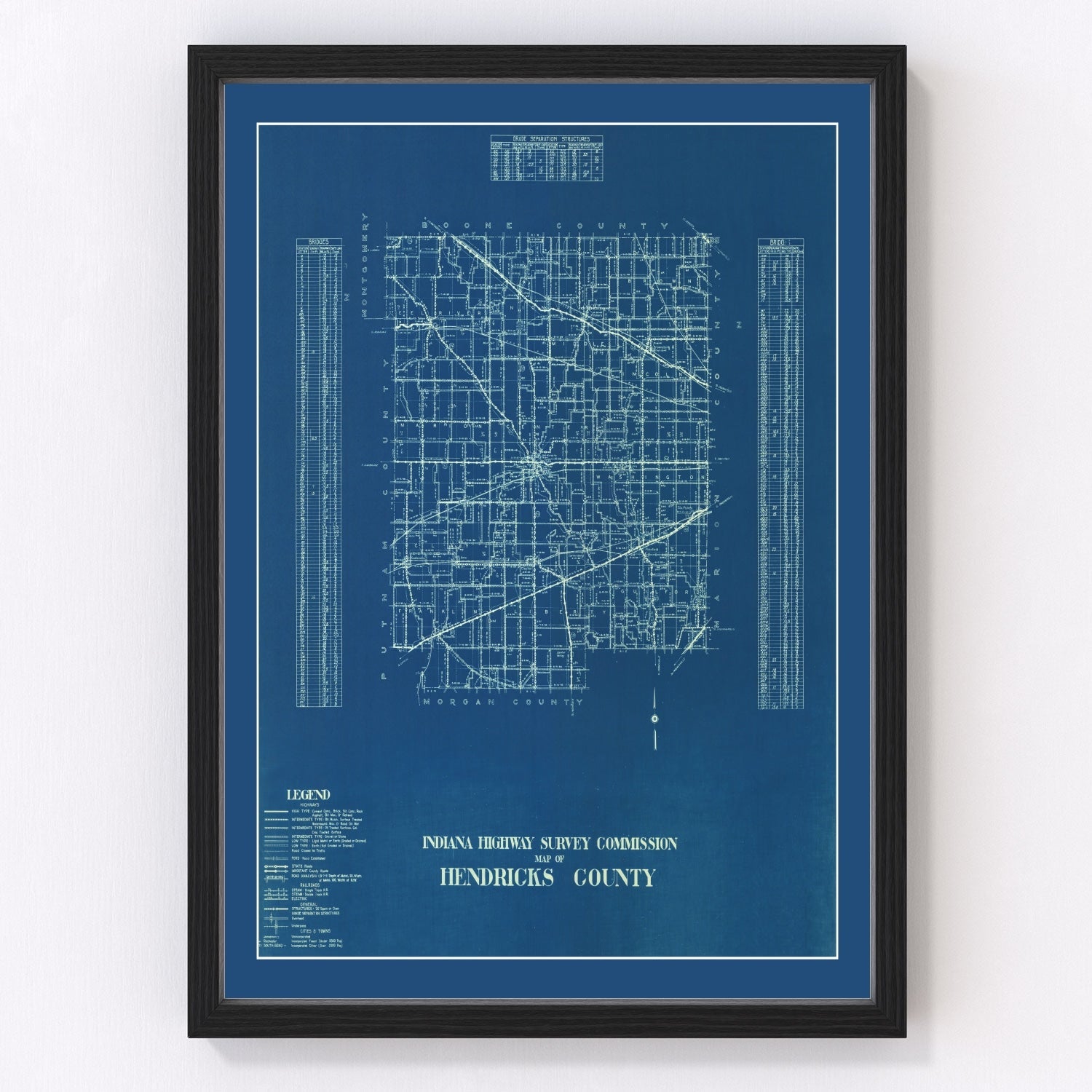 Vintage map of Hendricks County, Indiana, 1936
