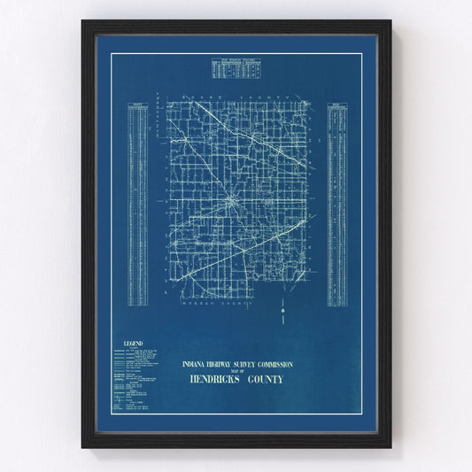 Vintage map of Hendricks County, Indiana, 1936