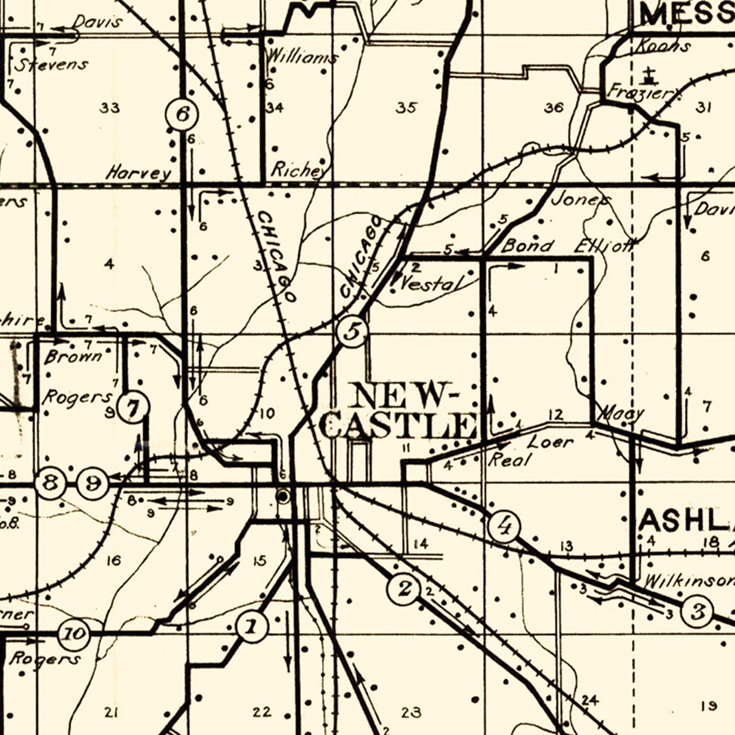 Vintage Map of Henry County, Indiana, 1911