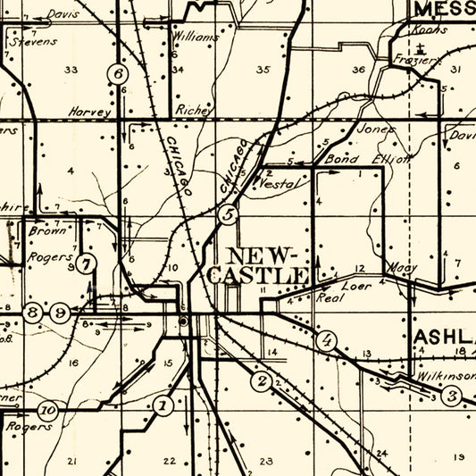 Vintage Map of Henry County, Indiana, 1911