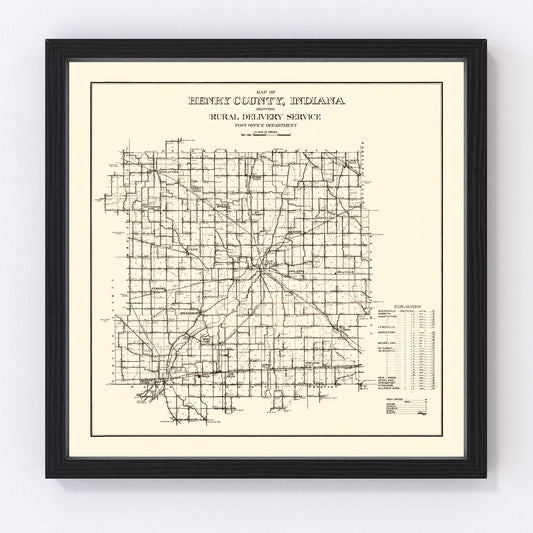 Vintage map of Henry County, Indiana, 1911