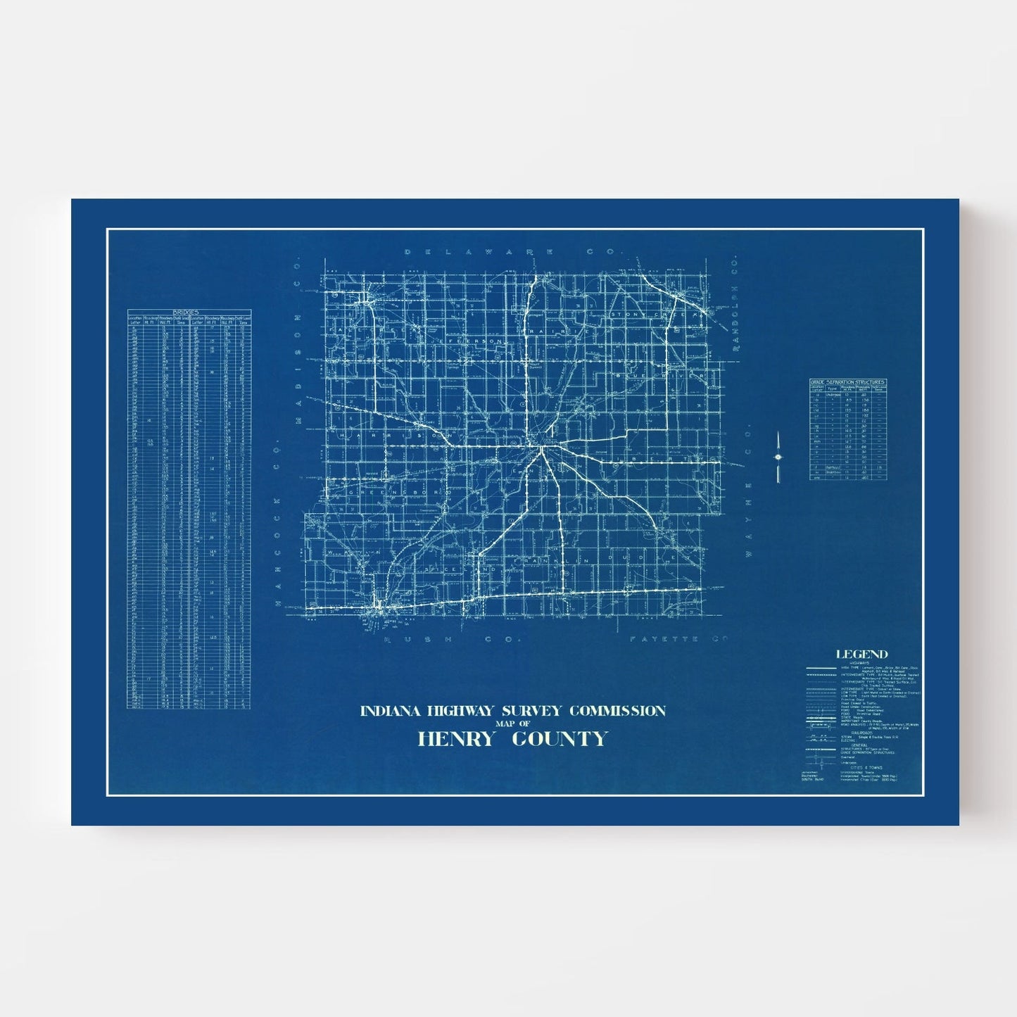 Vintage Map of Henry County, Indiana, 1936