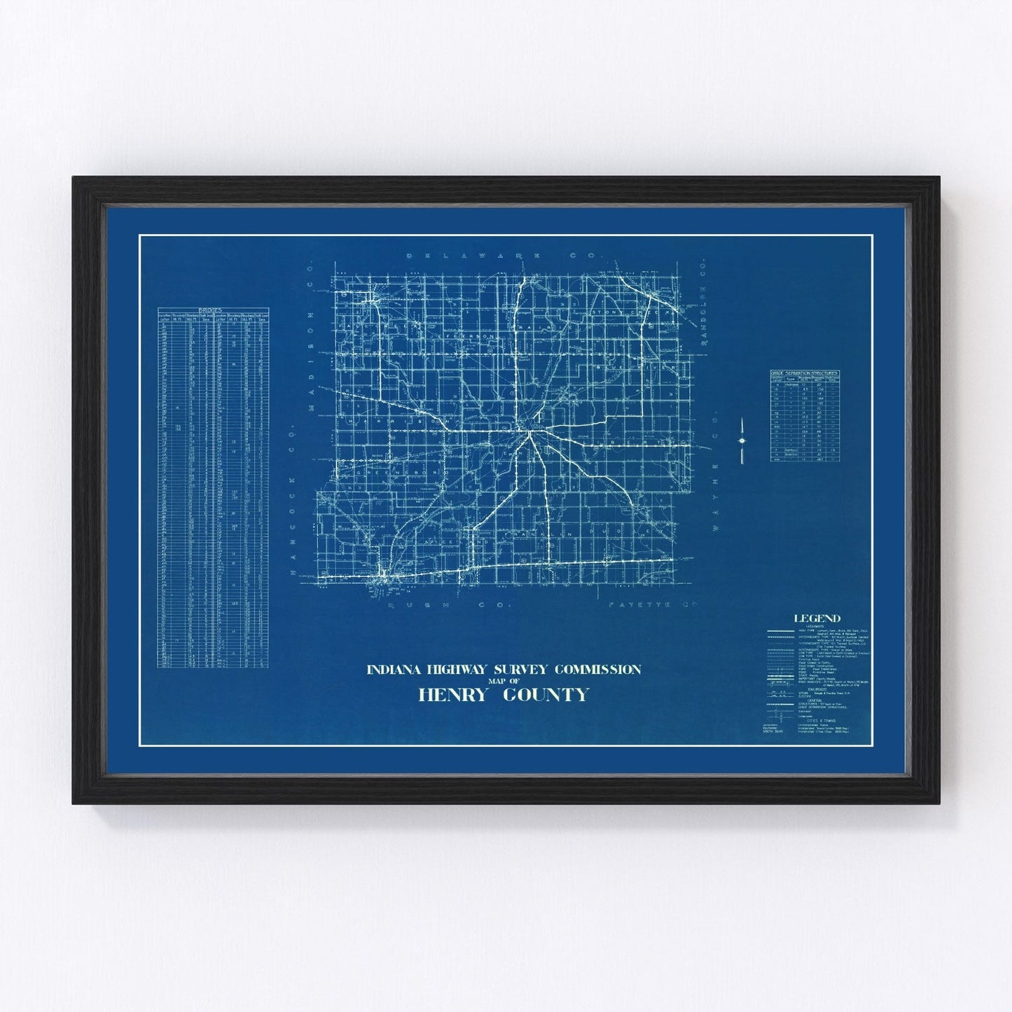 Vintage map of Henry County, Indiana, 1936