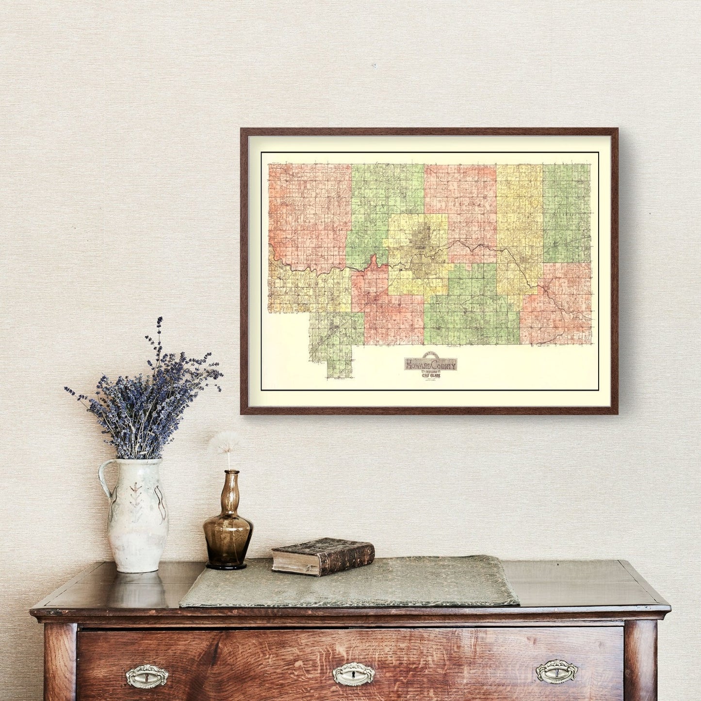 Vintage Map of Howard County, Indiana, 1917