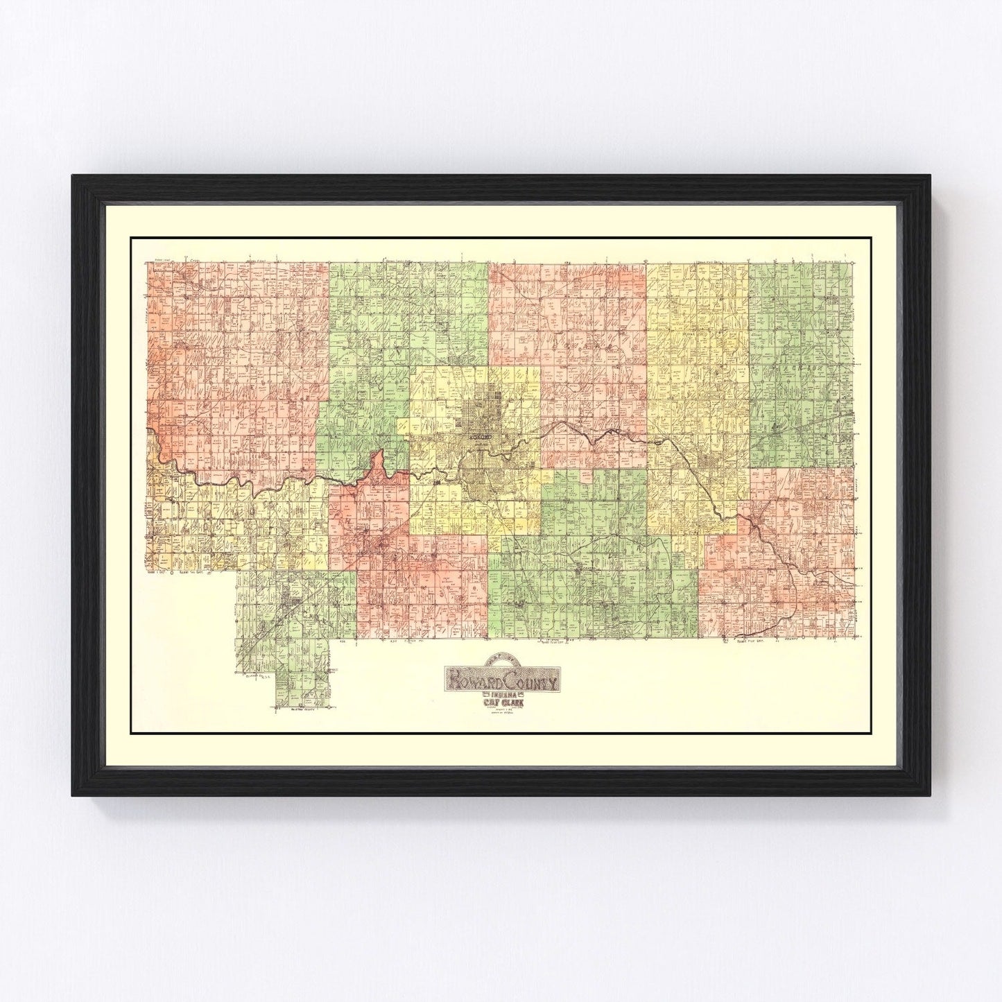 Vintage map of Howard County, Indiana, 1917