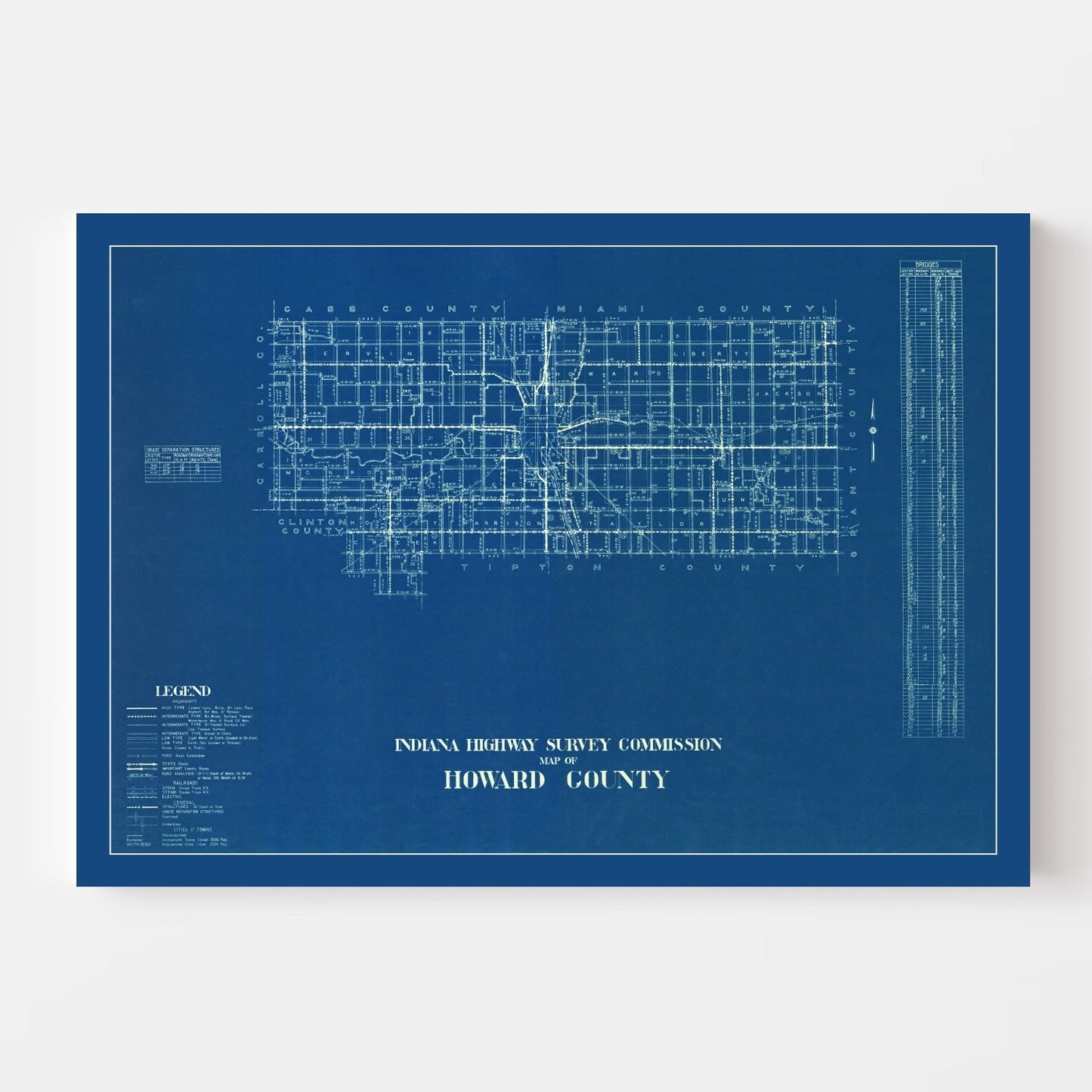 Vintage Map of Howard County, Indiana, 1936