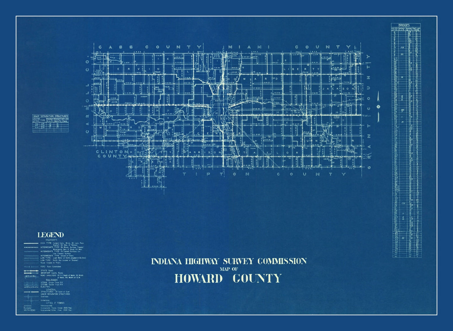 Vintage Map of Howard County, Indiana, 1936